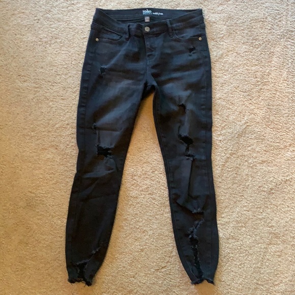 8 Mid Rise Destroyed Super Skinny Ankle Jeans - Picture 3 of 5